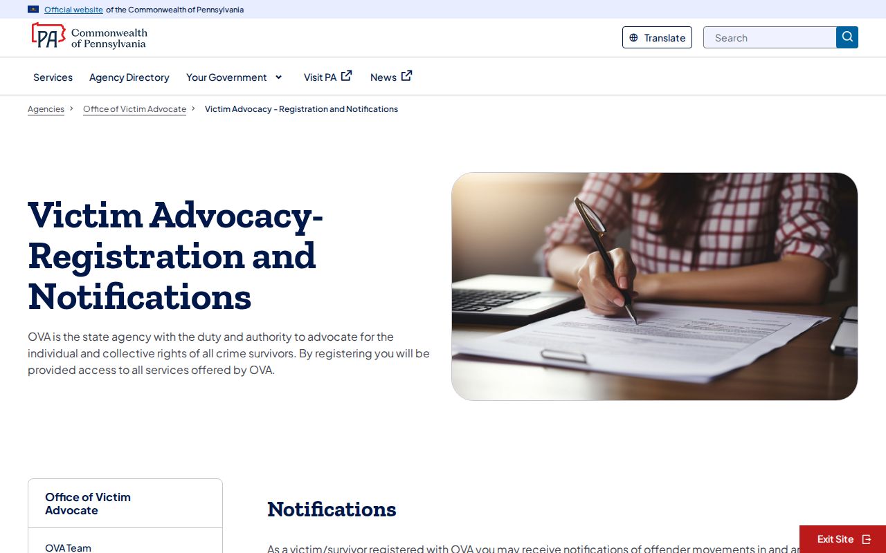 Pennsylvania state release notification options for Washington County